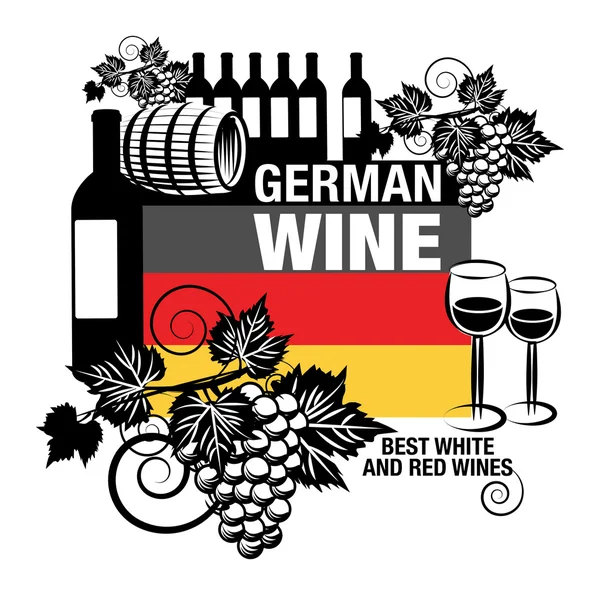 Timbre ou étiquette avec mots German Wine — Image vectorielle