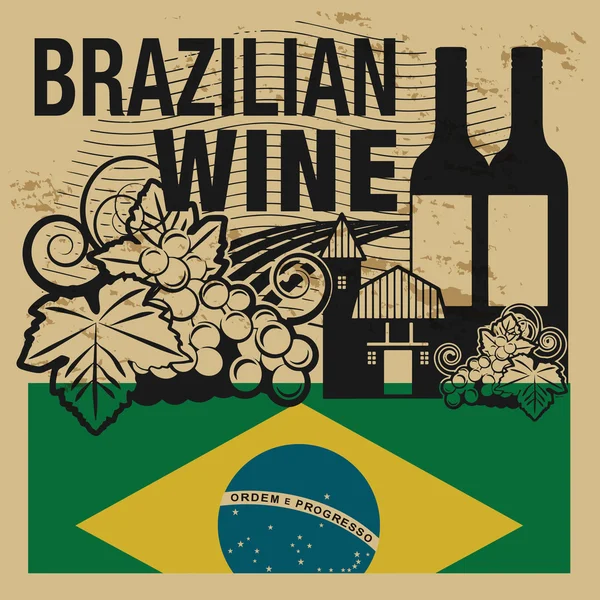 Granica pieczątka z słowami brazylijski wina — Wektor stockowy