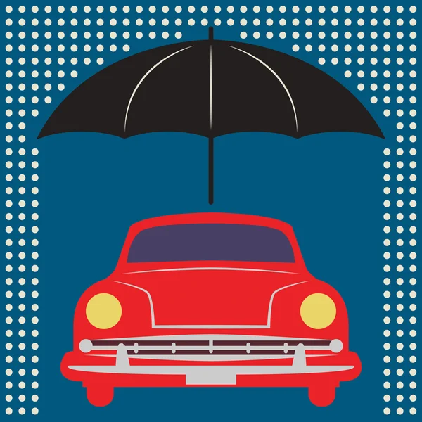 Voiture sous parapluie — Image vectorielle