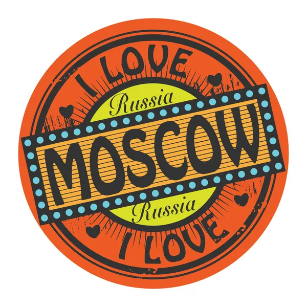 Grunge color stamp with text I Love Moscow inside — Stock Vector