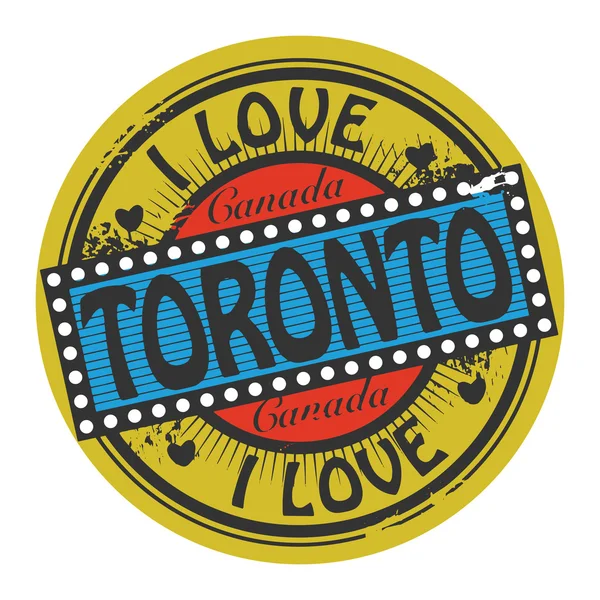 Grunge timbre couleur avec texte I Love Toronto inside — Image vectorielle