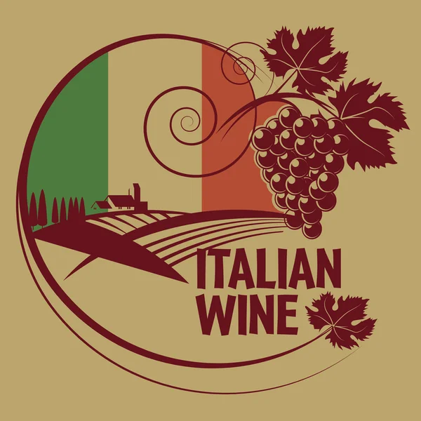 Grunge tampon en caoutchouc ou une étiquette avec des mots Vin italien — Image vectorielle