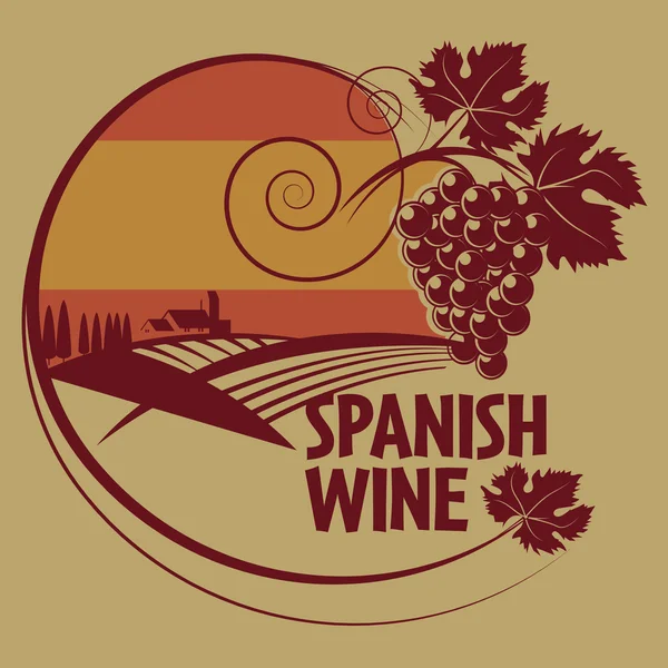 Grunge rubber stamp or label with words Spanish Wine — Stock Vector