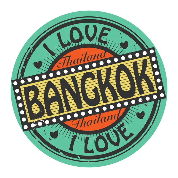 Цветная печать с текстом I Love Bangkok внутри — стоковый вектор