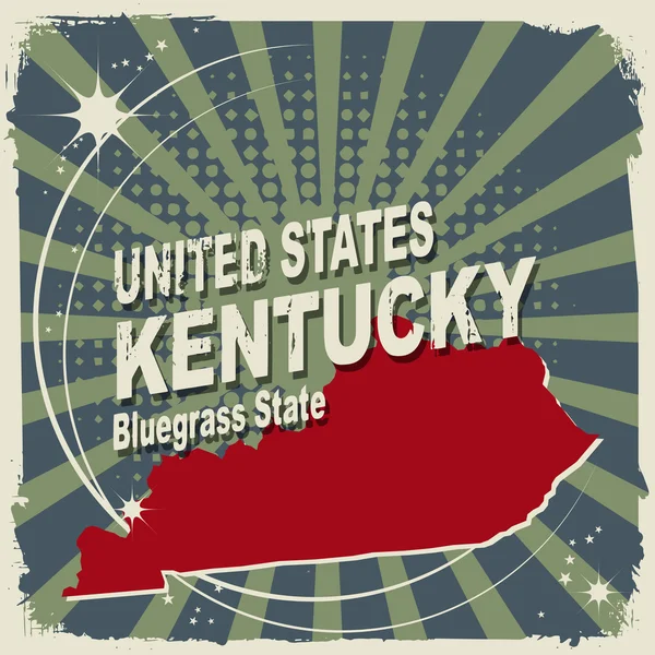 Etiqueta abstracta con nombre y mapa de Kentucky — Vector de stock