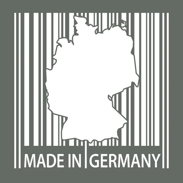 Sello o etiqueta con código de barras y texto Made in Germany — Vector de stock