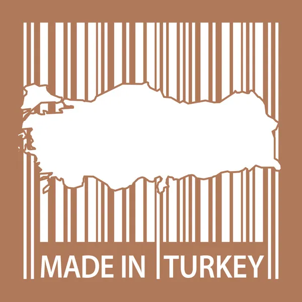 Carimbo ou etiqueta com código de barras e texto Made in Turkey — Vetor de Stock