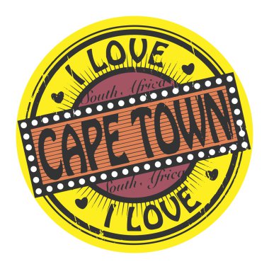 Grunge renk damga metni ile cape town içinde seviyorum.