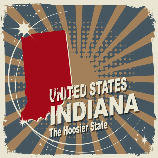 Soyut etiket adı ve Indiana Haritası — Stok Vektör