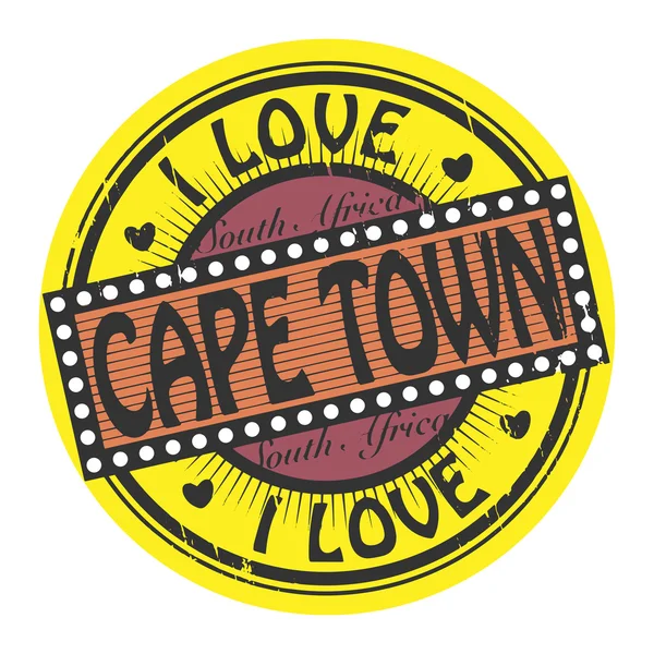 Grunge timbre couleur avec texte I Love Cape Town à l'intérieur — Image vectorielle