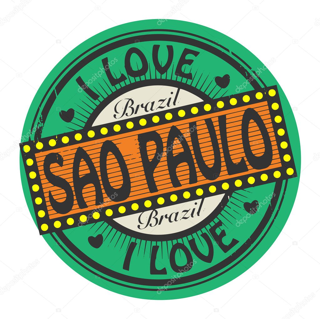 Grunge color stamp with text I Love Sao Paulo inside