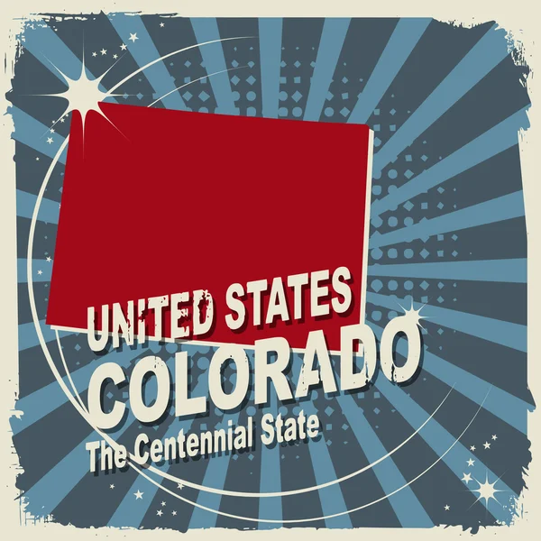 Abstraktní štítek s názvem a mapa Colorado — Stockový vektor
