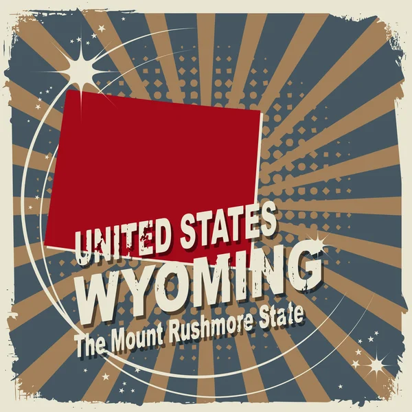 Rótulo abstrato com nome e mapa de Wyoming — Vetor de Stock