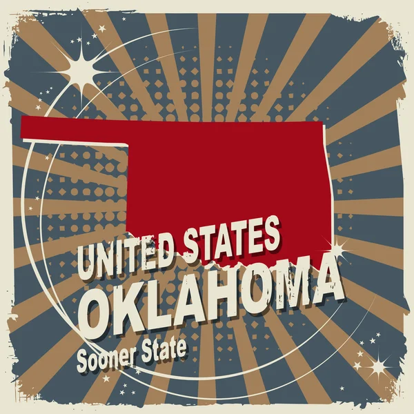 Etiqueta abstracta con nombre y mapa de Oklahoma — Vector de stock