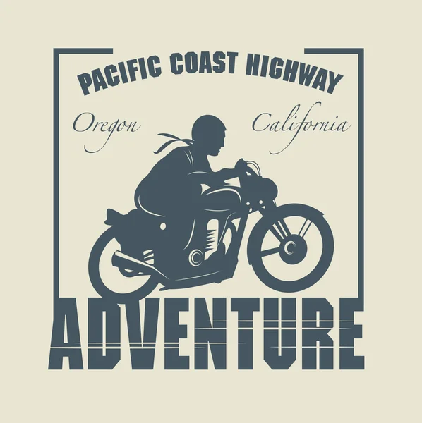 Étiquette aventure moto vintage — Image vectorielle