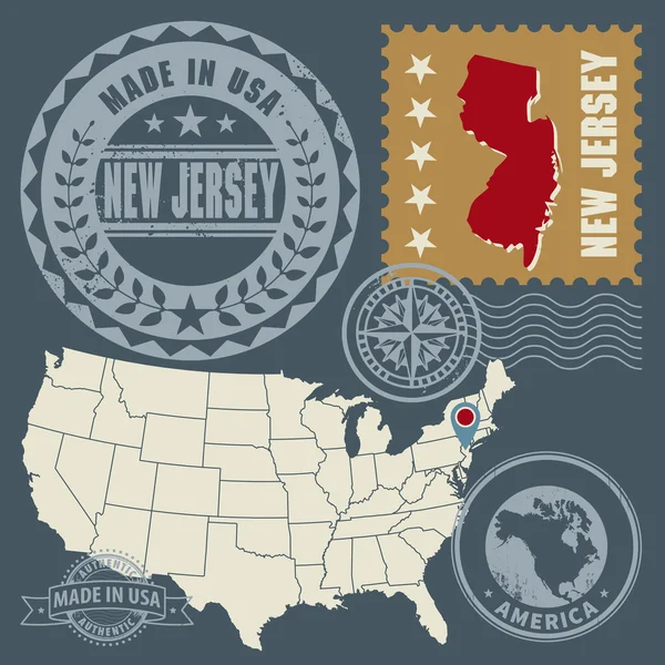 Série de timbres-poste abstraits New Jersey, USA — Image vectorielle