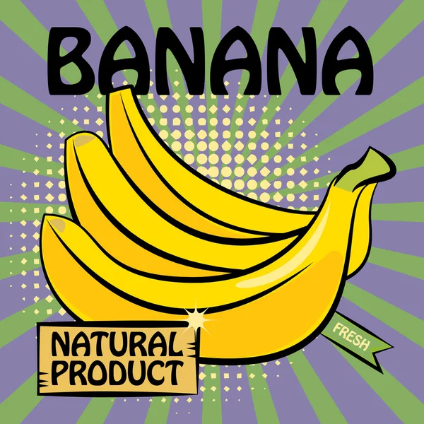 Etiqueta de fruta, plátano — Vector de stock