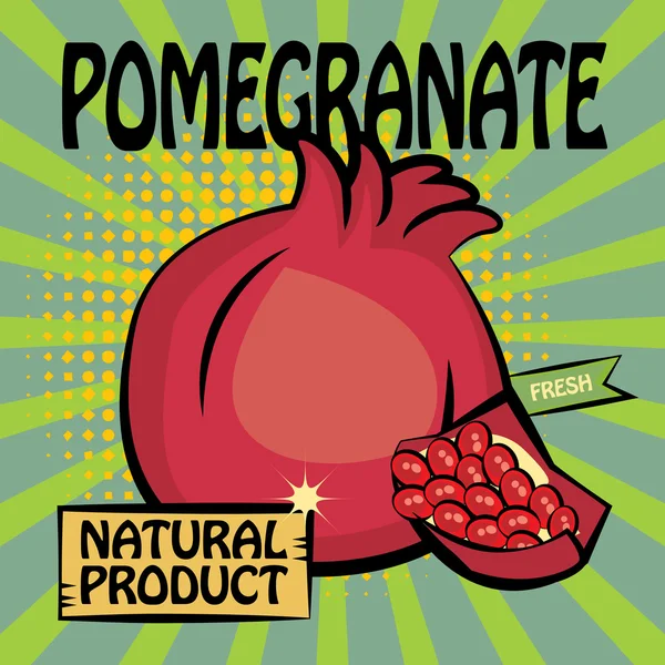 Fruit label, Pomegranate — Stock Vector