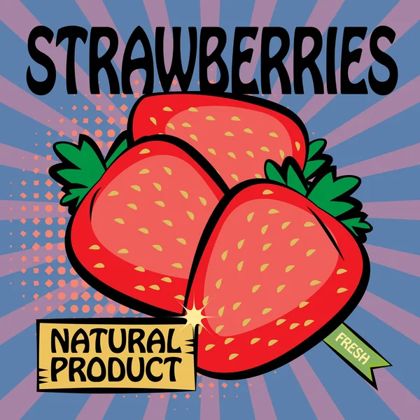Fruit label, Strawberries — Stock Vector