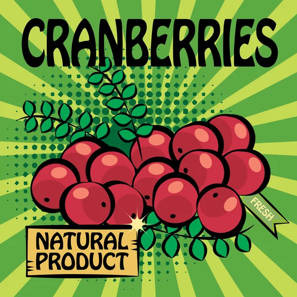 Fruit label, Cranberries — Stock Vector