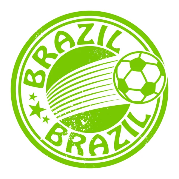 Sello grunge con palabra Brasil fútbol — Vector de stock