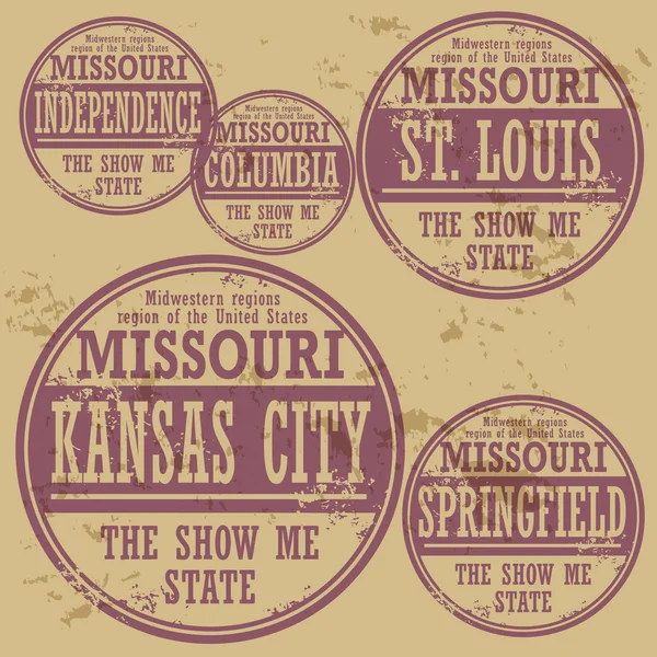 Sello de goma Grunge de las ciudades de Missouri — Archivo Imágenes Vectoriales