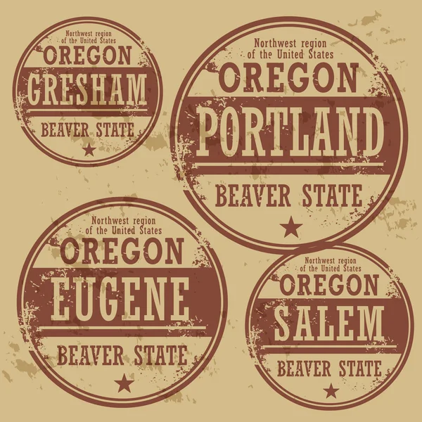 Stamp of Oregon cities — Stock Vector