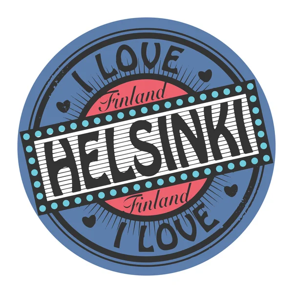 Briefmarke mit Text ich liebe Helsinki — Stockvektor