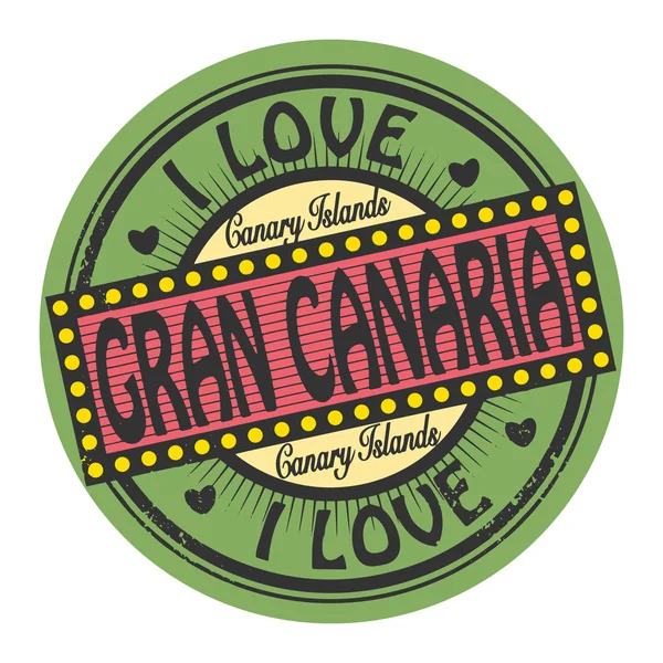 Briefmarke mit Text ich liebe gran canaria inside — Stockvektor