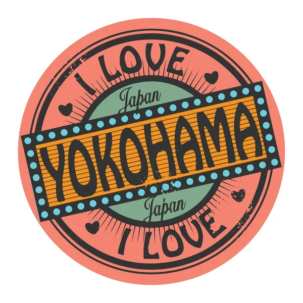 Texto Me encanta Yokohama — Vector de stock