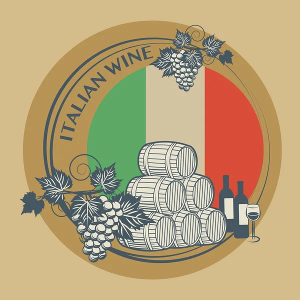 Stamp or label with words Italian Wine — Stock Vector