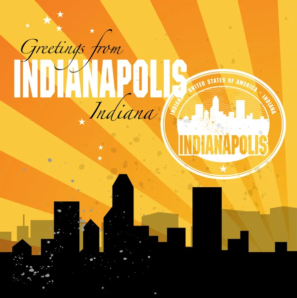 Indiana, Indianapolis adlı Vintage kartpostal — Stok Vektör