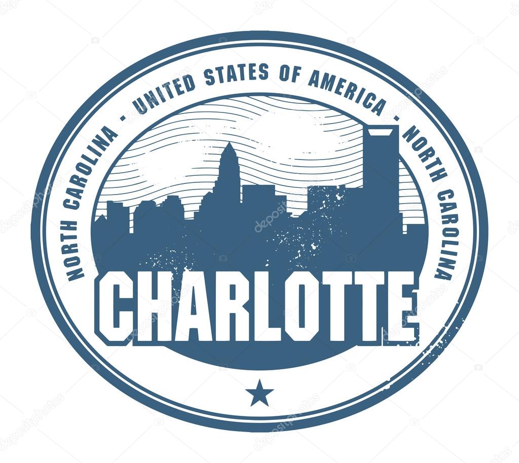 Grunge rubber stamp with name of North Carolina, Charlotte