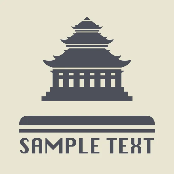 Aziatische pagode pictogram of teken — Stockvector