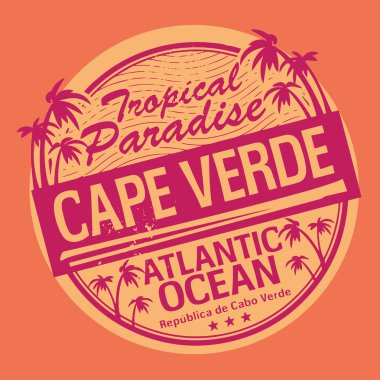 Grunge rubber stamp or label with the name of Cape Verde clipart