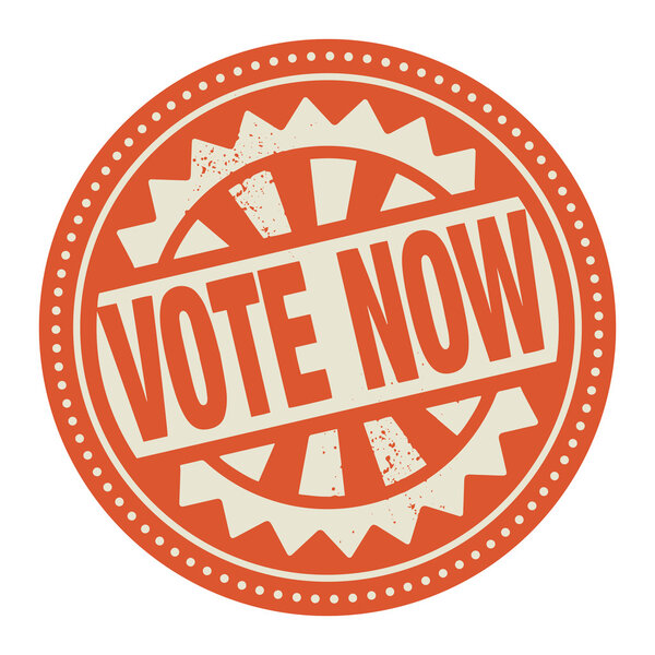 Реферат штамп или метка с текстом Голосуйте сейчас, написанным внутри
