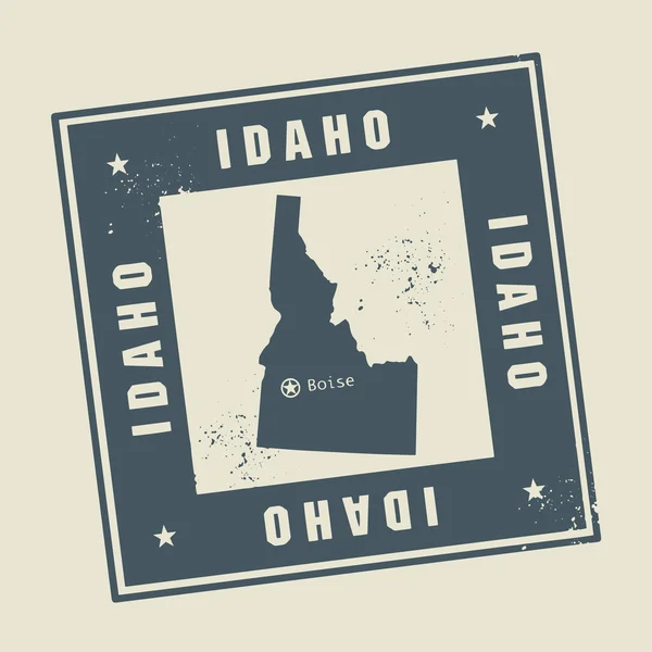 Sello con nombre y mapa de Idaho, Estados Unidos — Vector de stock