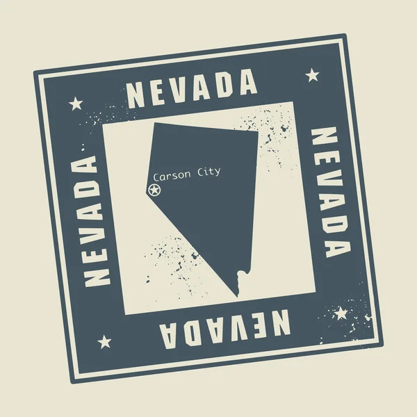 ネバダ州、アメリカ合衆国の地図と名前スタンプ — ストックベクタ