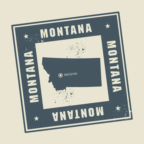Timbre avec le nom et la carte de Montana, USA — Image vectorielle