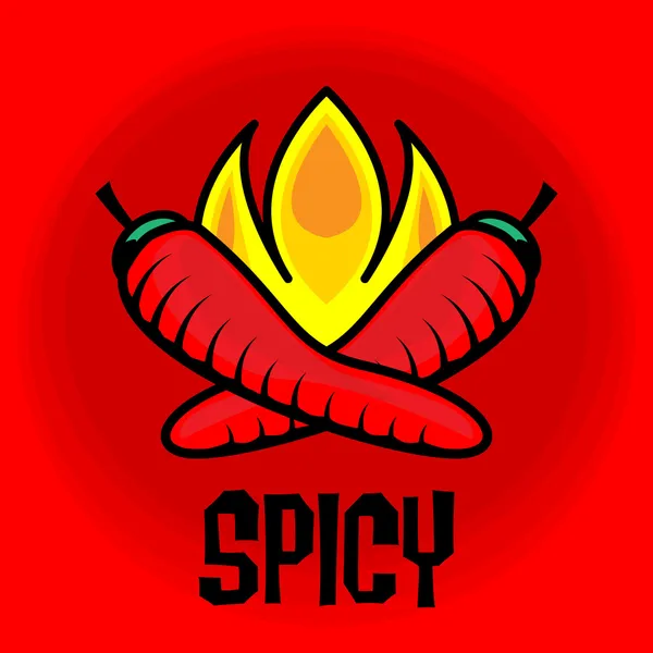 Chili Pepper Spicy Stiker - Stok Vektor