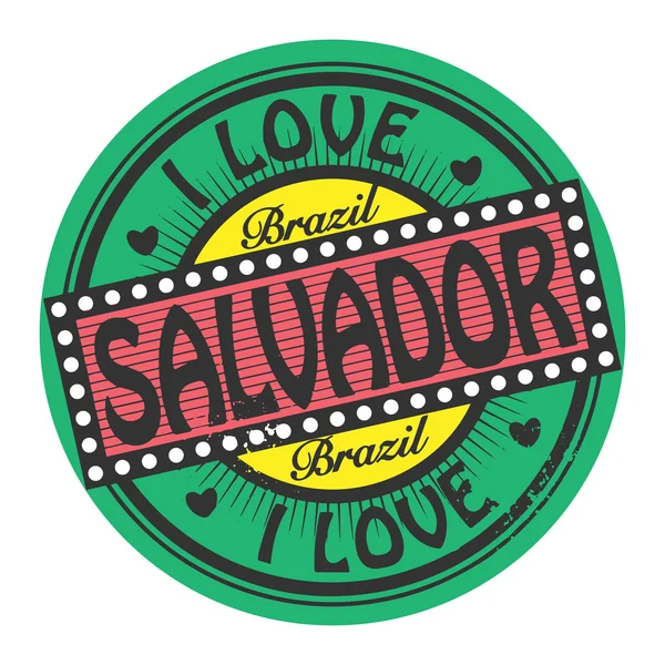 Briefmarke mit Text i love salvador, Brasilien — Stockvektor