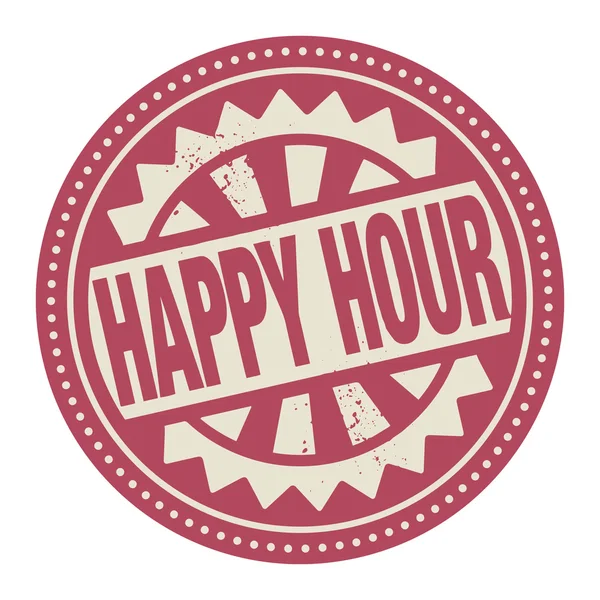 Печать или метка с текстом Happy Hour — стоковый вектор