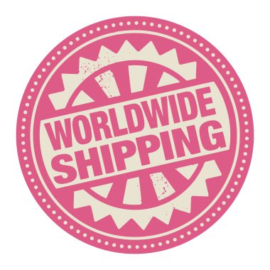 soyut damga veya yazılı metin dünya çapında nakliye etiketi