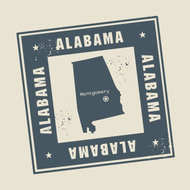 Grunge lastik damga adı ve alabama, ABD Haritası