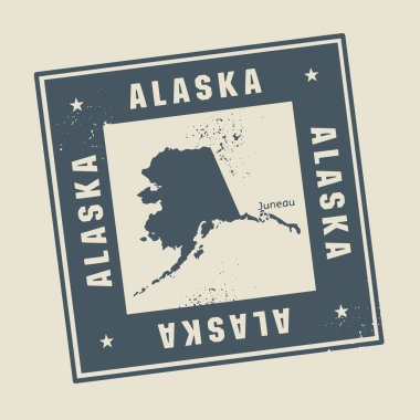 Grunge lastik damga adı ve alaska, ABD Haritası