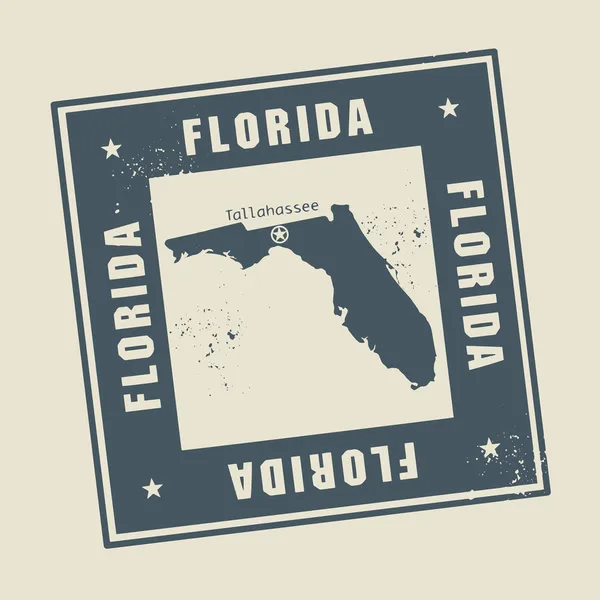 Grunge-Stempel mit Namen und Karte von Florida, USA — Stockvektor