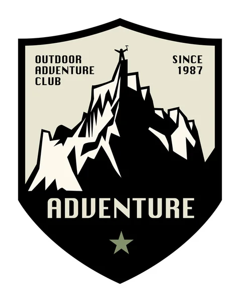 Étiquette ou signe aventure montagne — Image vectorielle