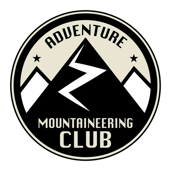 Montaña aventura club icono o signo — Archivo Imágenes Vectoriales