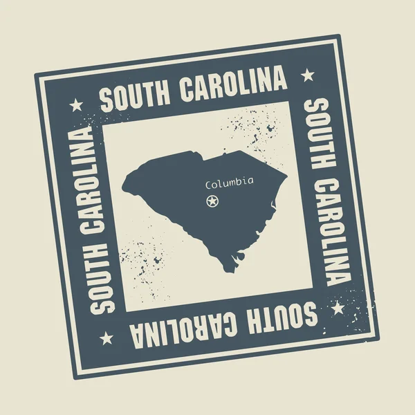 Briefmarke mit Name und Karte von South Carolina — Stockvektor