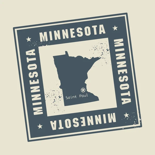 Stempel met naam en kaart van minnesota — Stockvector